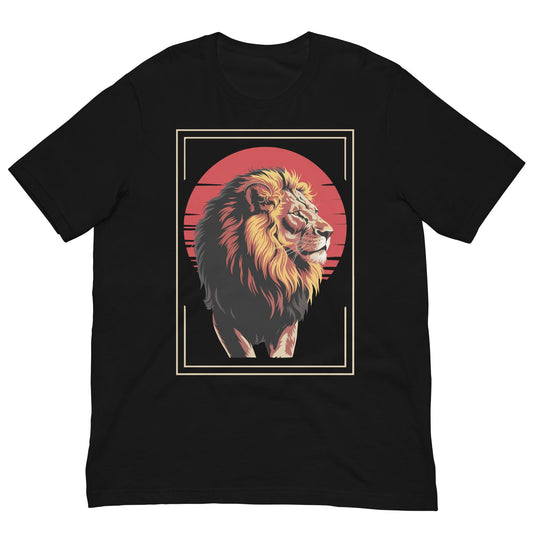 African Lion Ink Art T-Shirt - Bold Black Apparel