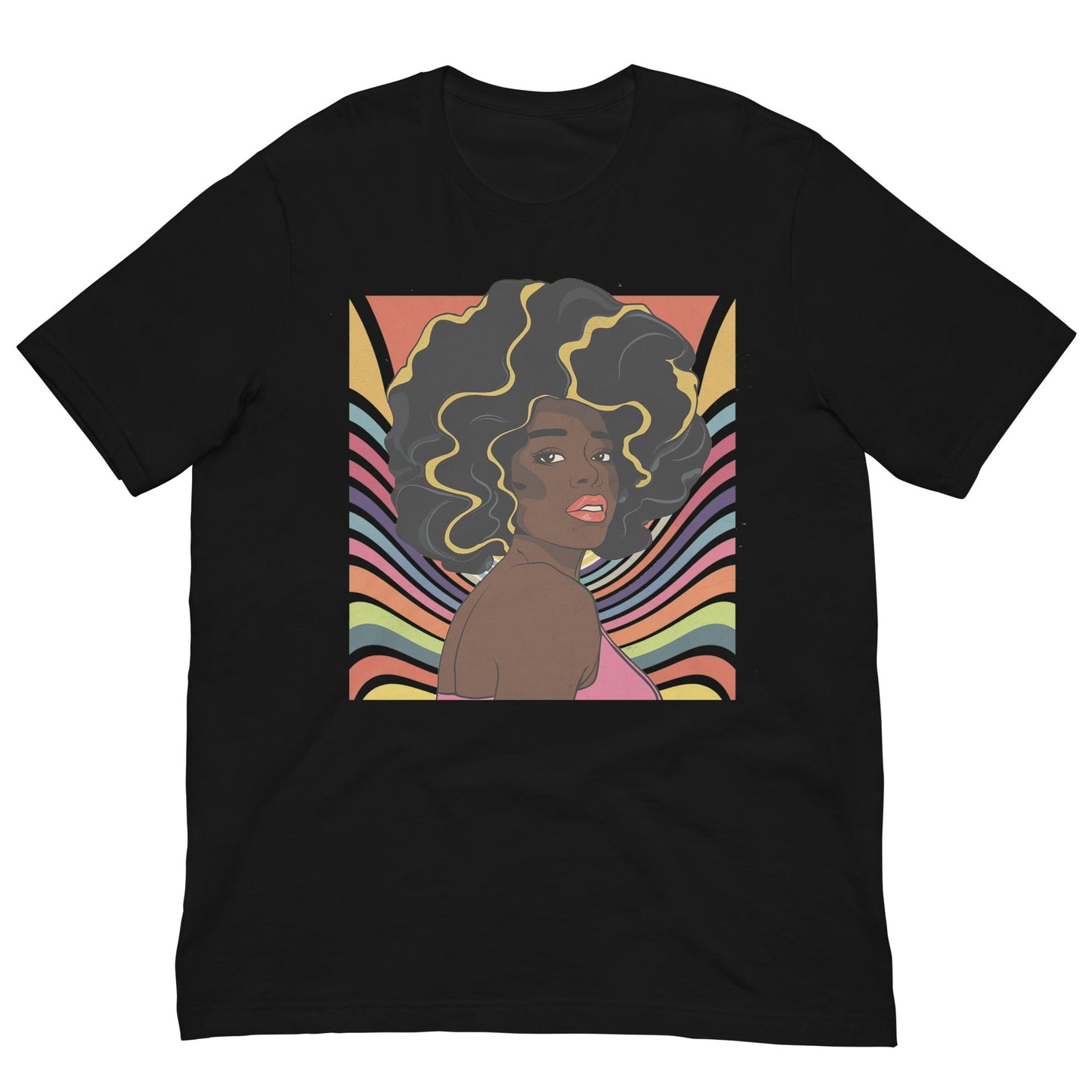 Afro Electric 70's Psychedelic T-Shirt - Bold Black Apparel