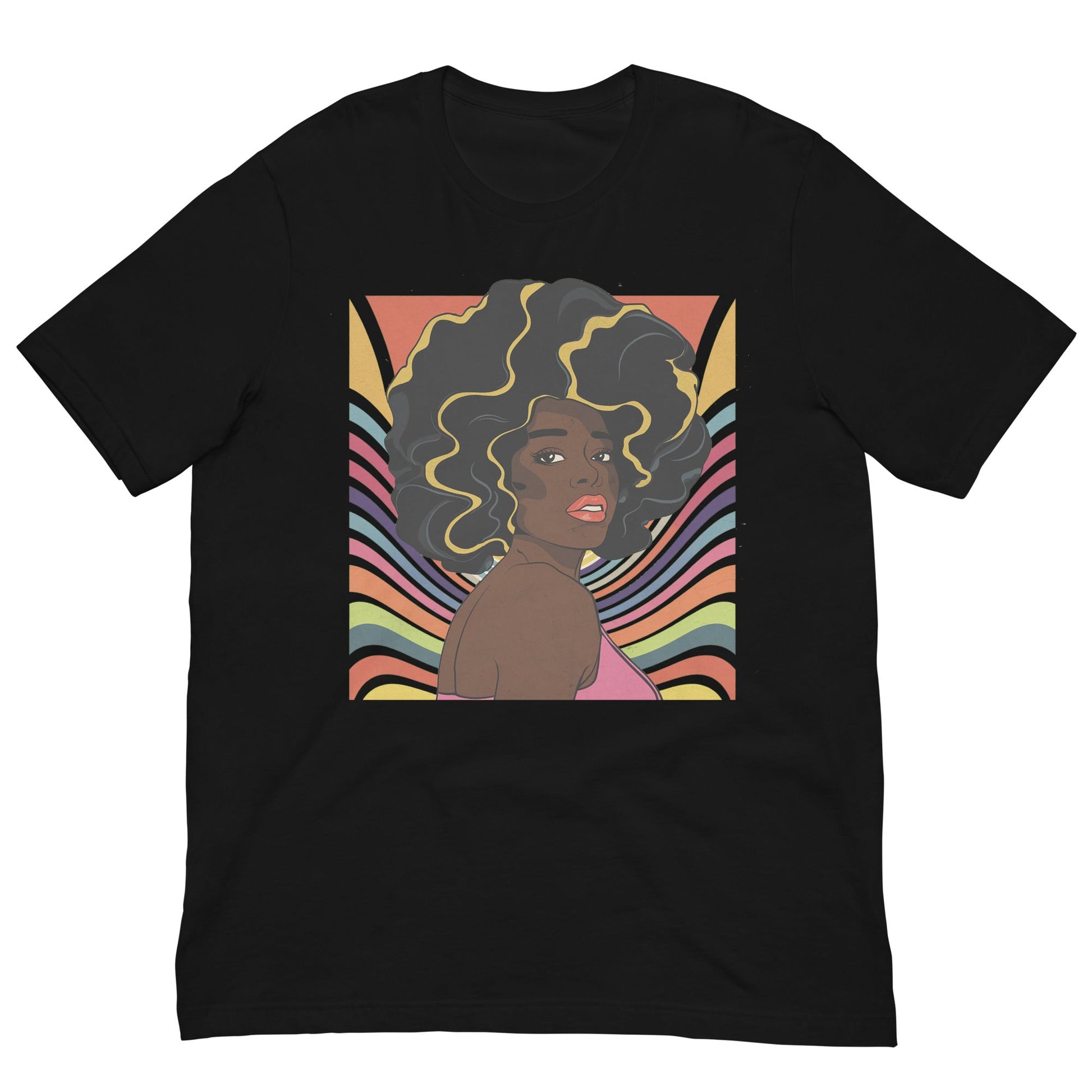 Afro Electric 70's Psychedelic T-Shirt - Bold Black Apparel