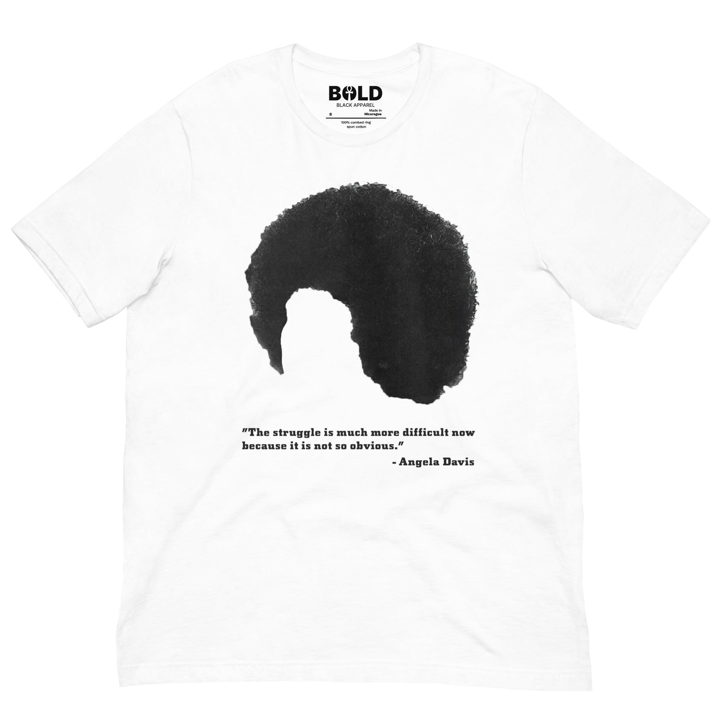 Angela Davis Afro & Quote T-Shirt - Bold Black Apparel