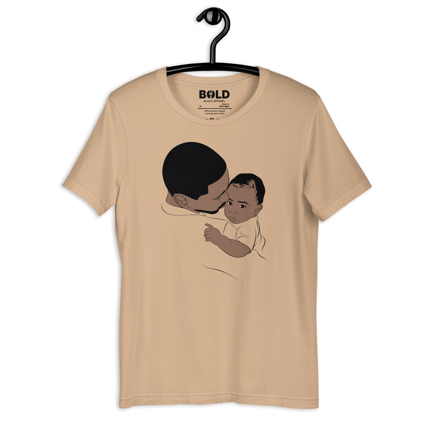 Black Dad Holding Baby T-Shirt - Bold Black Apparel