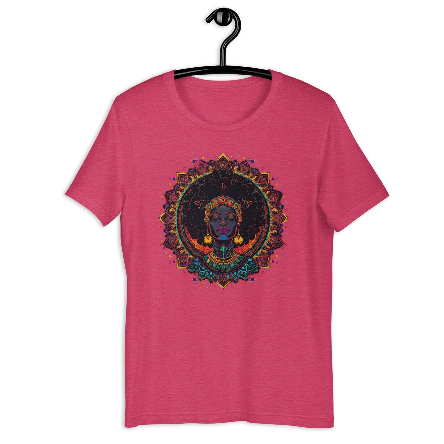 Black Woman Afro Mandala Yoga T-Shirt - Bold Black Apparel