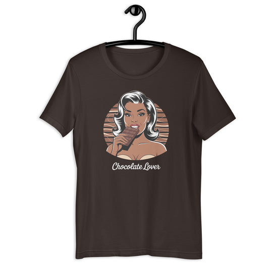 Chocolate Lover Black Woman T-Shirt - Bold Black Apparel