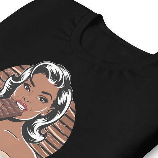 Chocolate Lover Black Woman T-Shirt - Bold Black Apparel