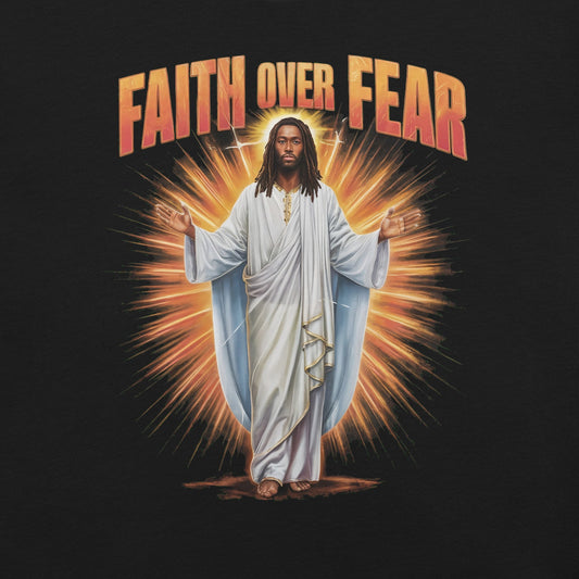 Faith Over Fear Black Jesus T-Shirt - Bold Black Apparel