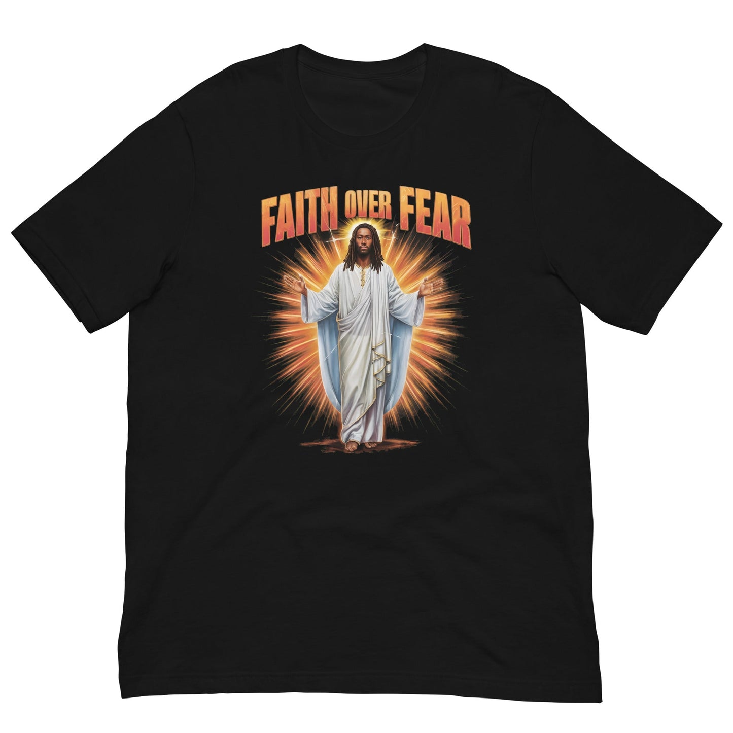 Faith Over Fear Black Jesus T-Shirt - Bold Black Apparel
