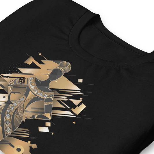 Geometric African Woman Art T-Shirt - Bold Black Apparel