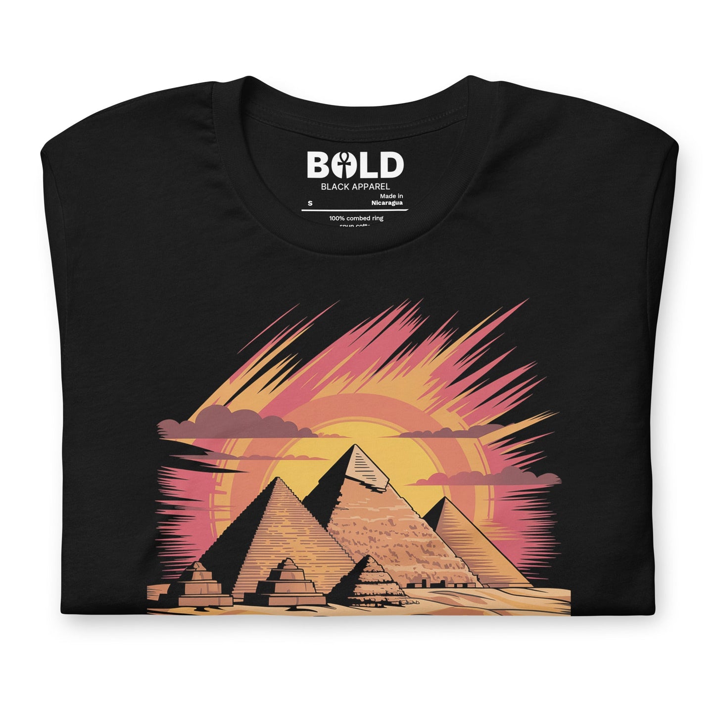 Giza Pyramids T-Shirt - Bold Black Apparel