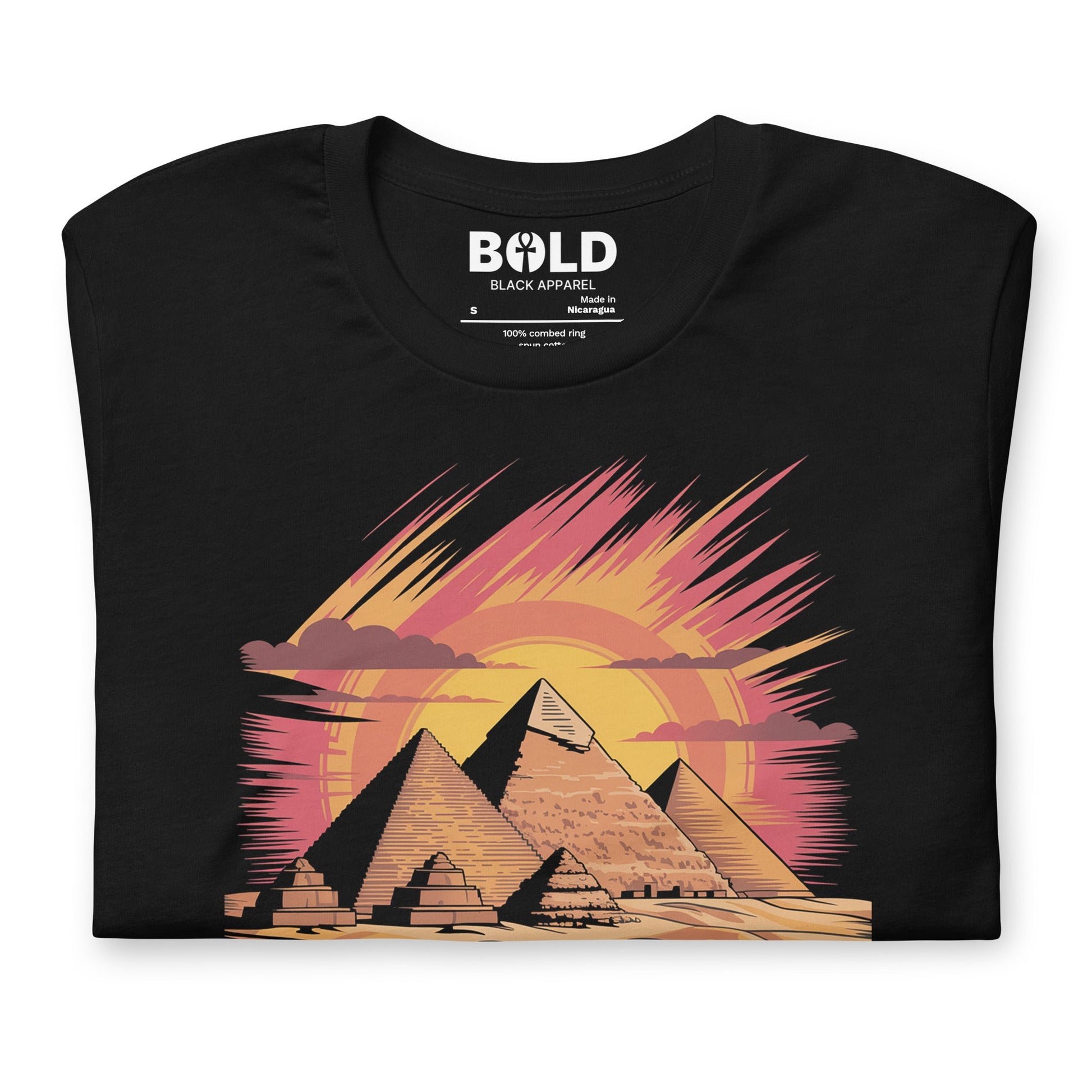 Giza Pyramids T-Shirt - Bold Black Apparel