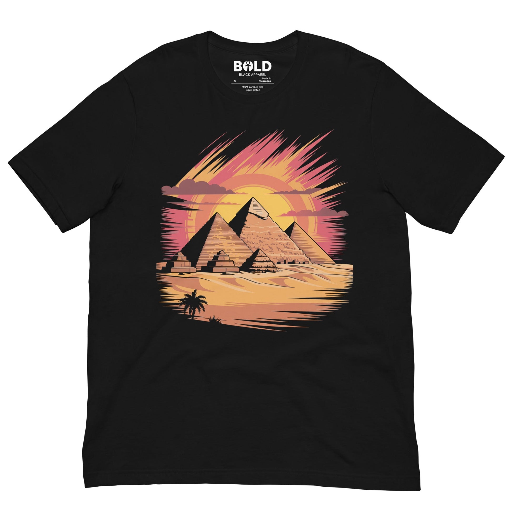 Giza Pyramids T-Shirt - Bold Black Apparel