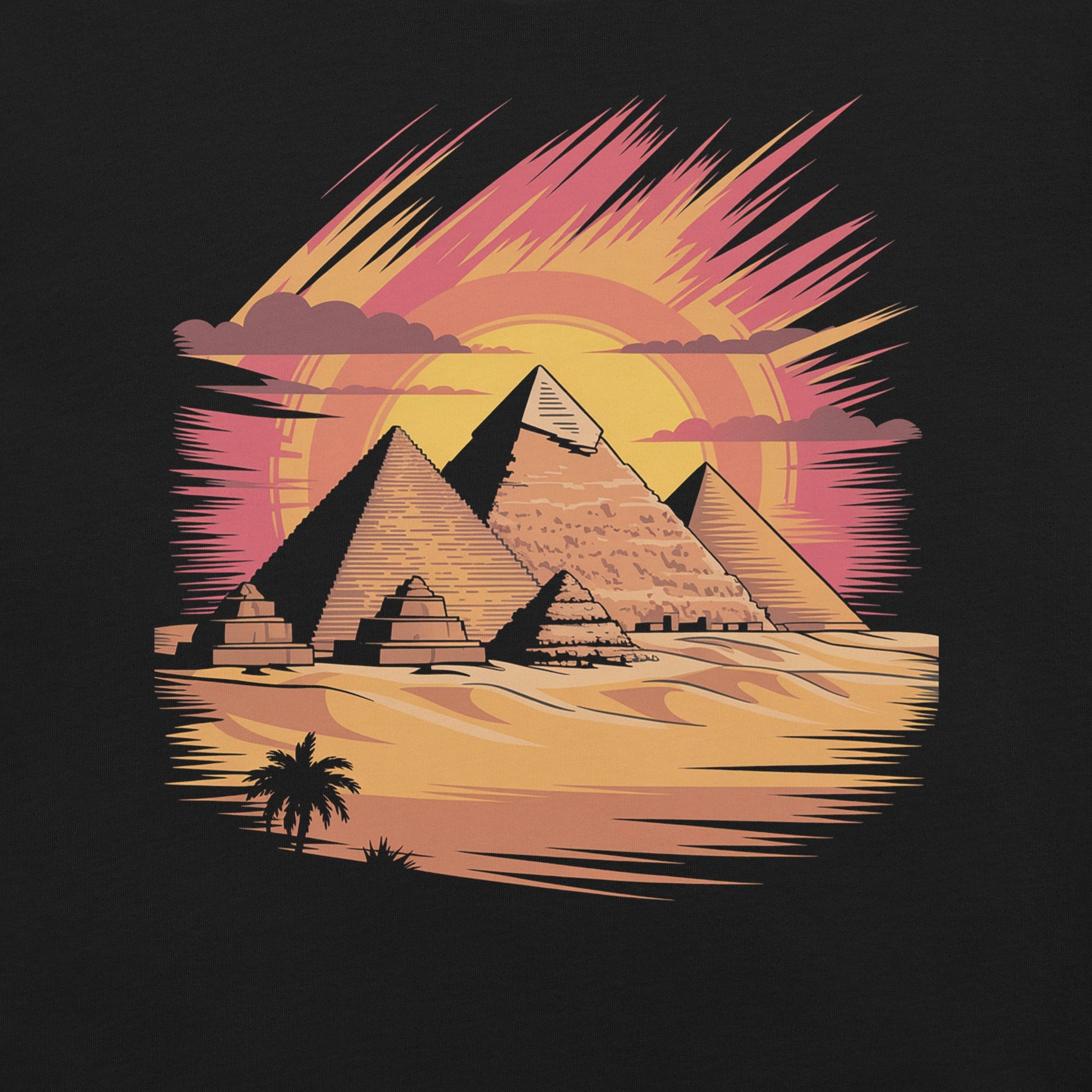 Giza Pyramids T-Shirt - Bold Black Apparel