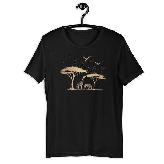 Golden African Landscape T-Shirt - Bold Black Apparel