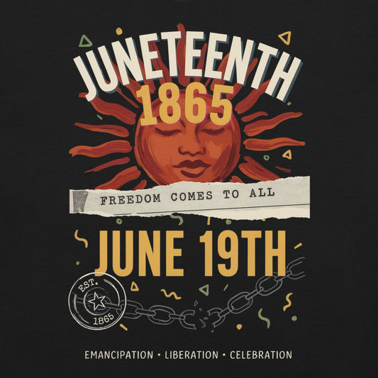 Juneteenth 1865 Freedom Collage T-Shirt - Bold Black Apparel