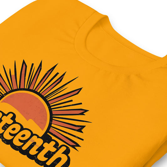 Juneteenth Retro Sun T-Shirt - Bold Black Apparel