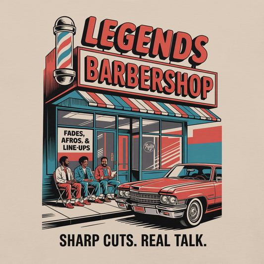 Legends Barbershop T-Shirt - Bold Black Apparel