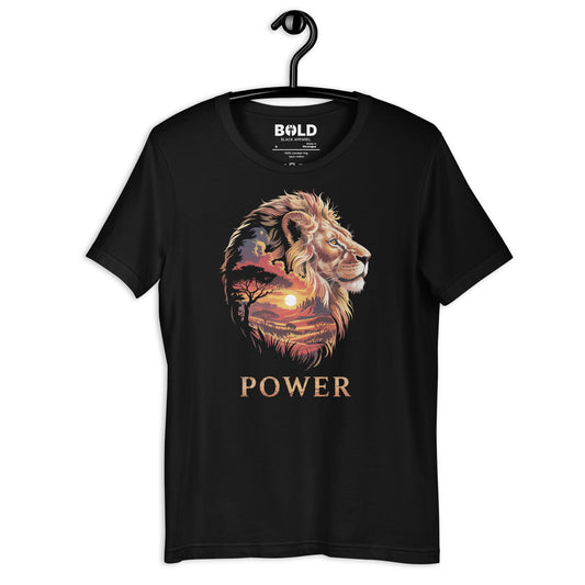 Lion African Landscape T-Shirt - Bold Black Apparel