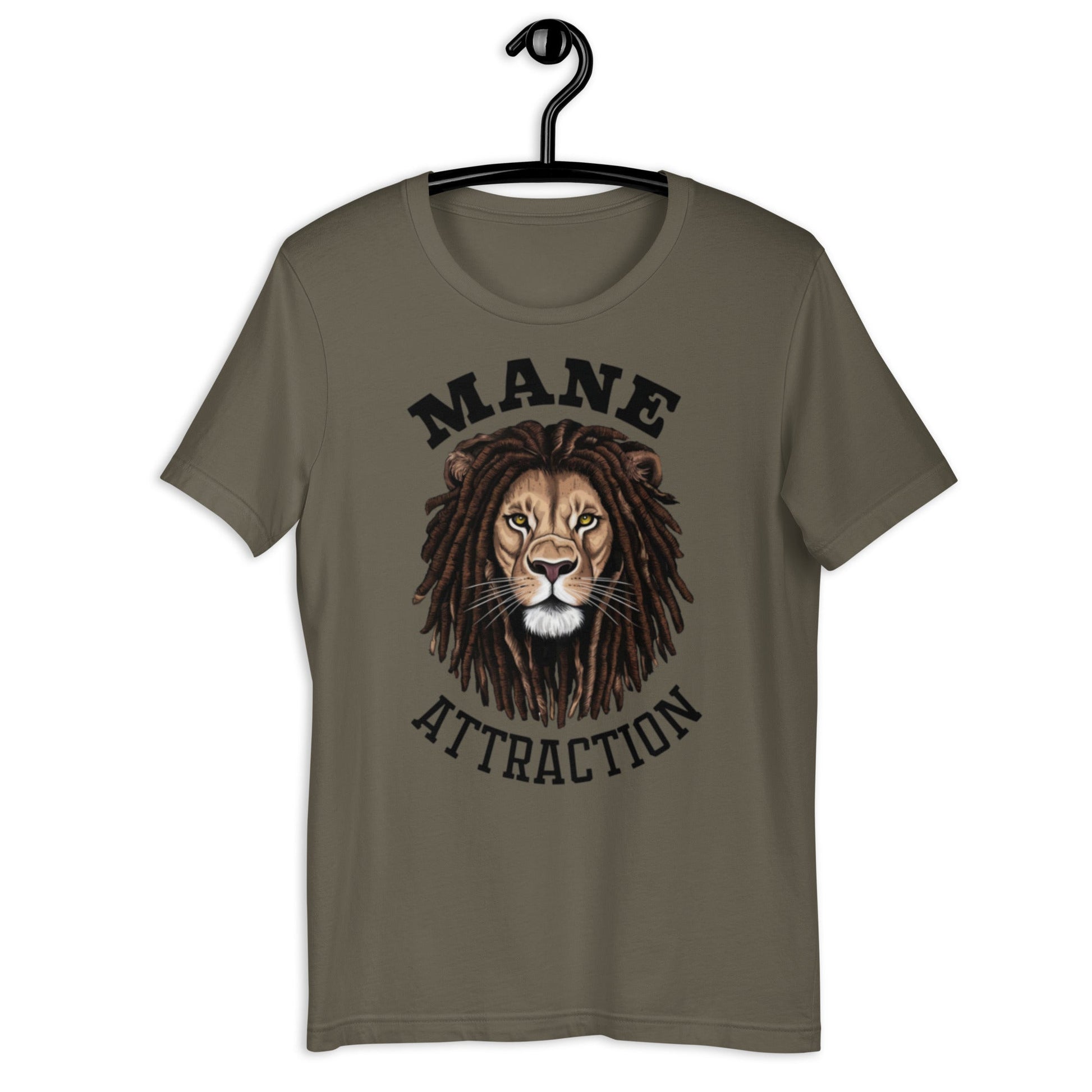 Mane Attraction Lion with Locs T-Shirt - Bold Black Apparel