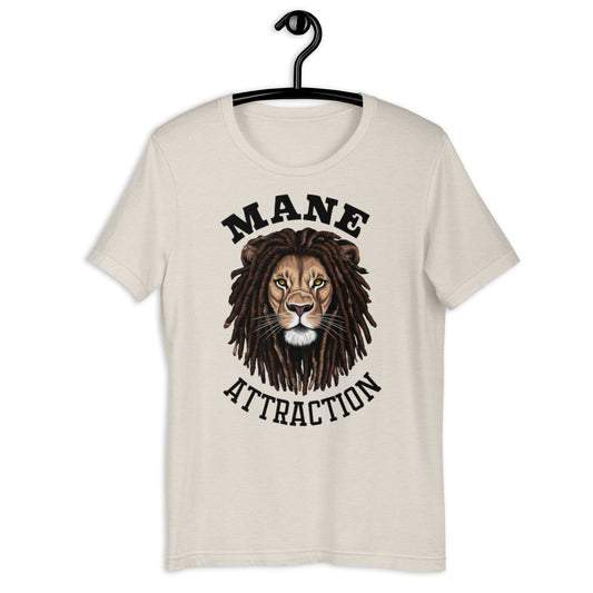 Mane Attraction Lion with Locs T-Shirt - Bold Black Apparel
