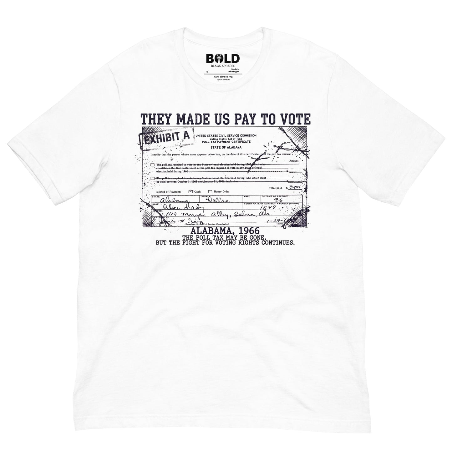 Poll Tax Voting Rights T-Shirt - Bold Black Apparel