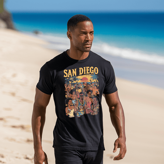 San Diego Beach Party T-Shirt - Bold Black Apparel