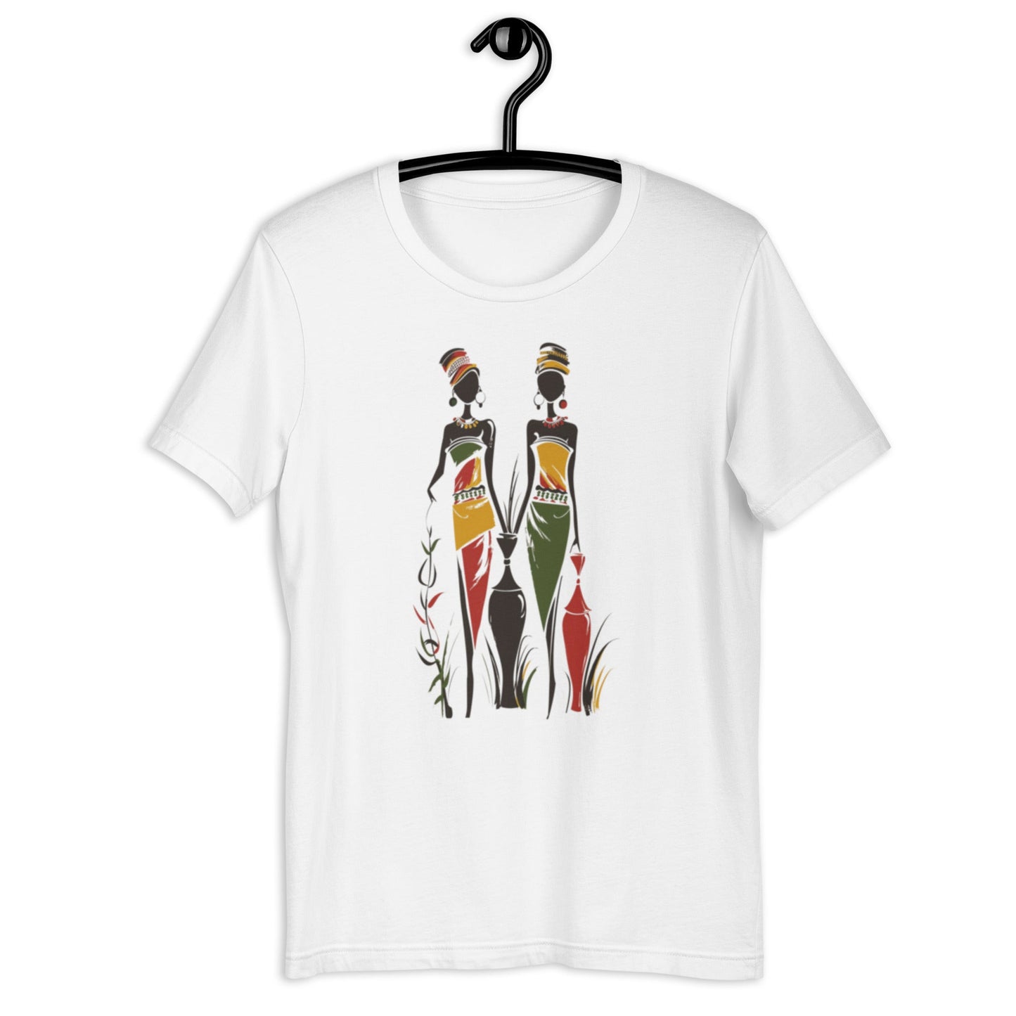 Traditional African Women Abstract Art T-Shirt - Bold Black Apparel
