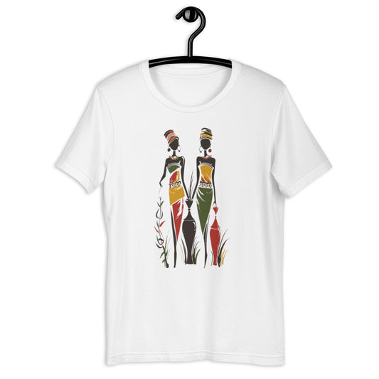 Traditional African Women Abstract Art T-Shirt - Bold Black Apparel