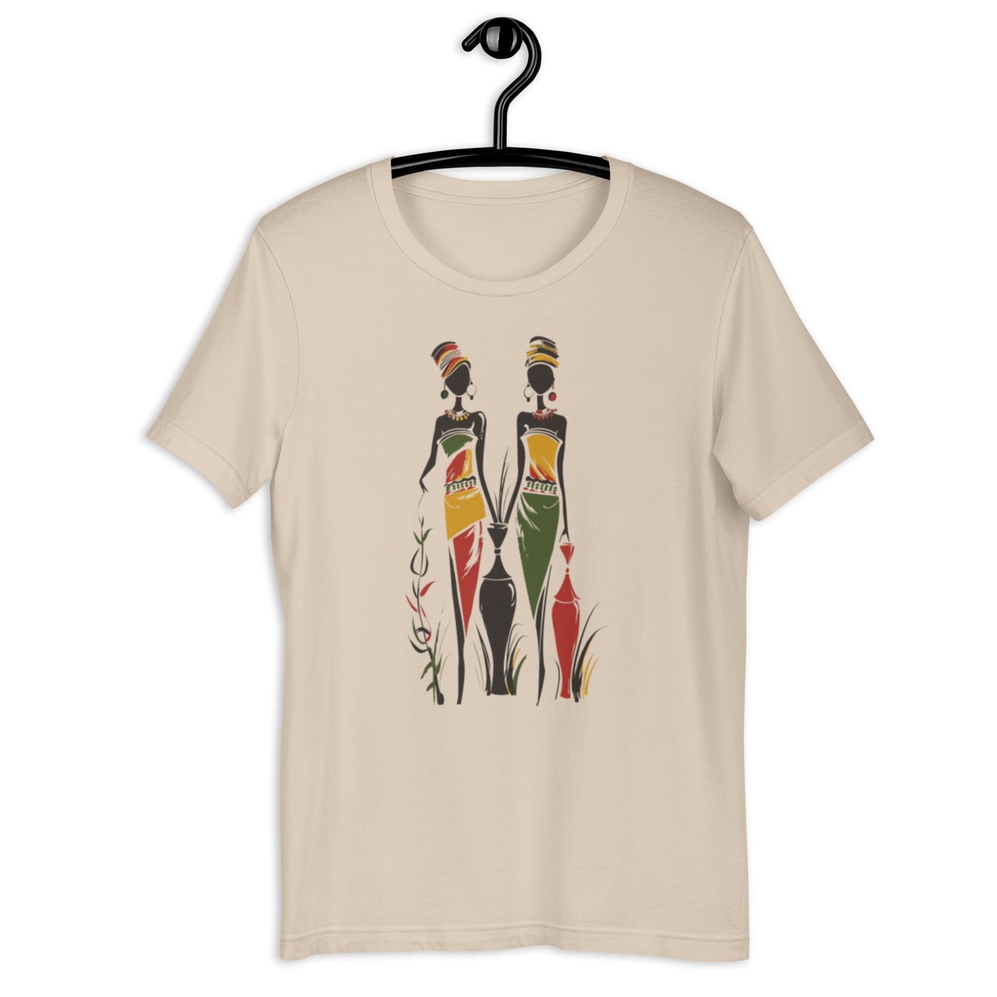 Traditional African Women Abstract Art T-Shirt - Bold Black Apparel
