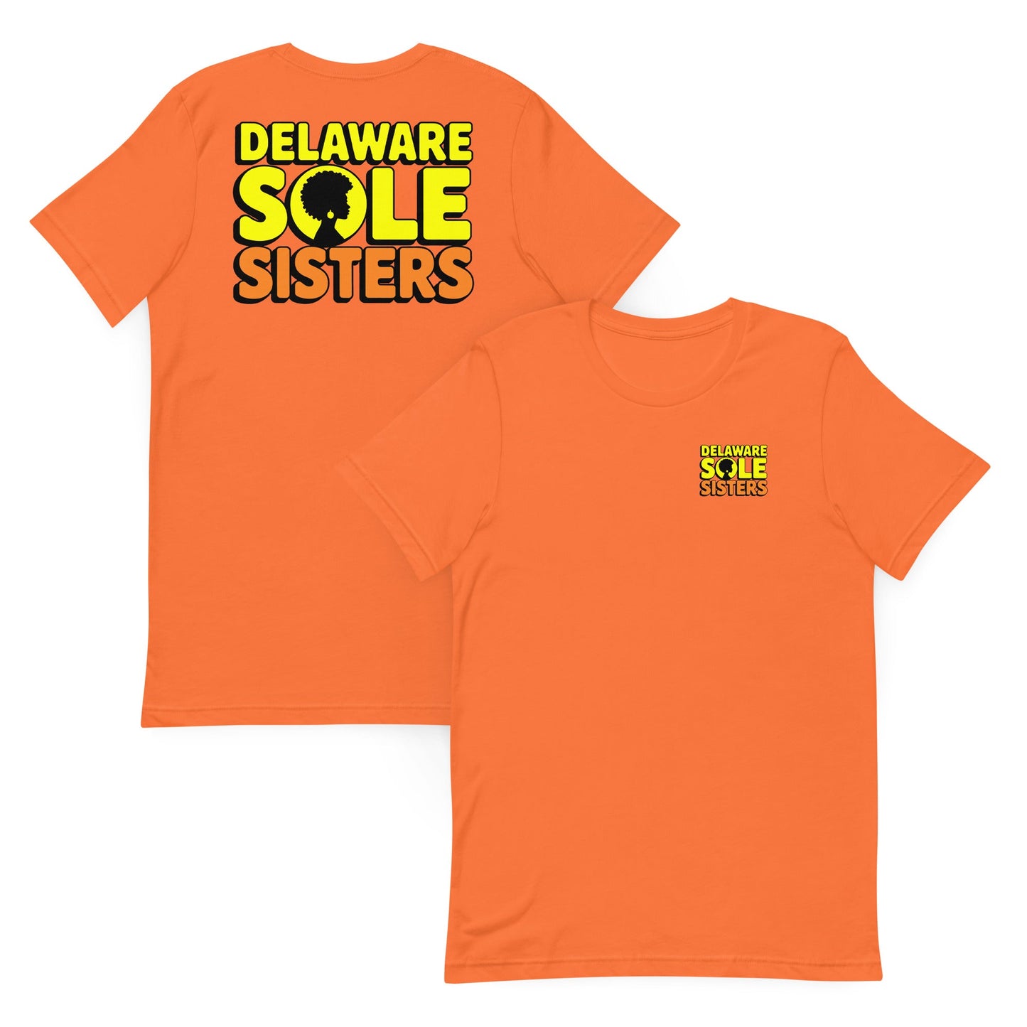 Unisex Delaware Sole Sisters Front & Back T-Shirt - Bold Black Apparel