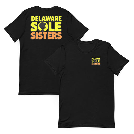 Unisex Delaware Sole Sisters Front & Back T-Shirt - Bold Black Apparel