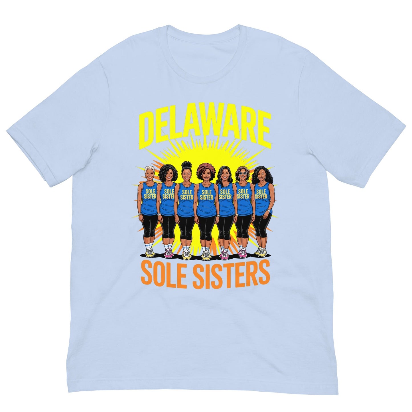 Unisex Delaware Sole Sisters Splash T-Shirt - Bold Black Apparel