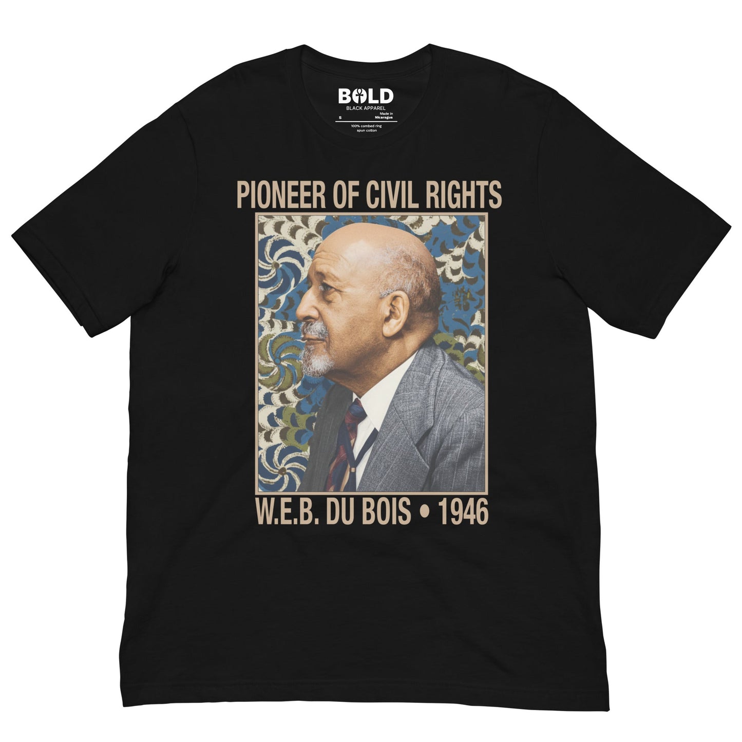 W.E.B. Du Bois Portrait T-Shirt - Bold Black Apparel
