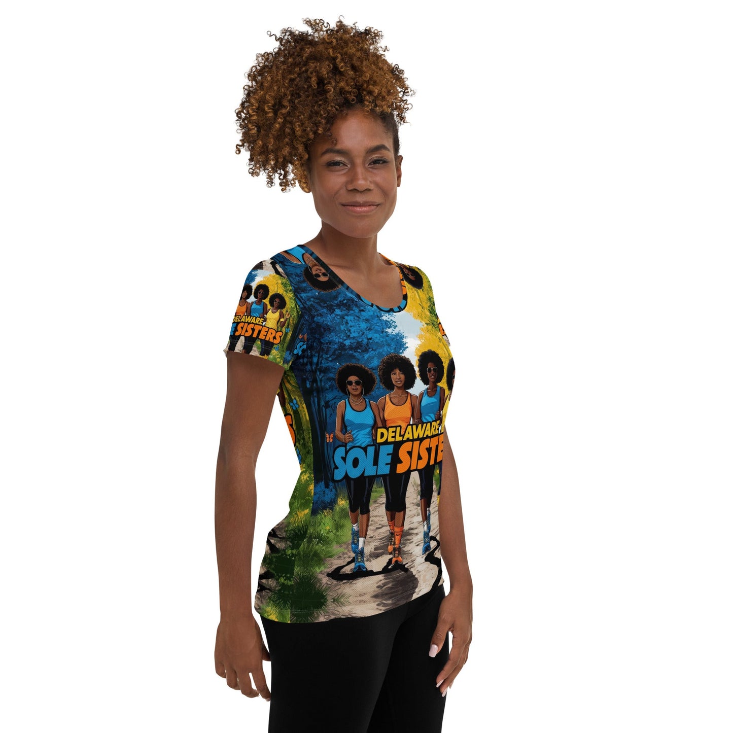 Women' Delaware Sole Sisters Chill Athletic T-Shirt - Bold Black Apparel