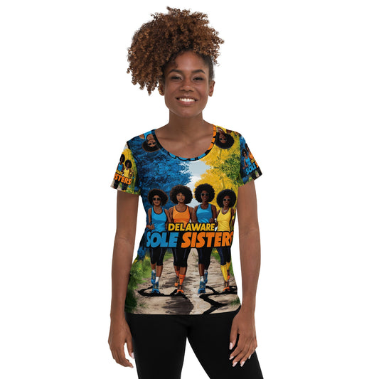 Women' Delaware Sole Sisters Chill Athletic T-Shirt - Bold Black Apparel