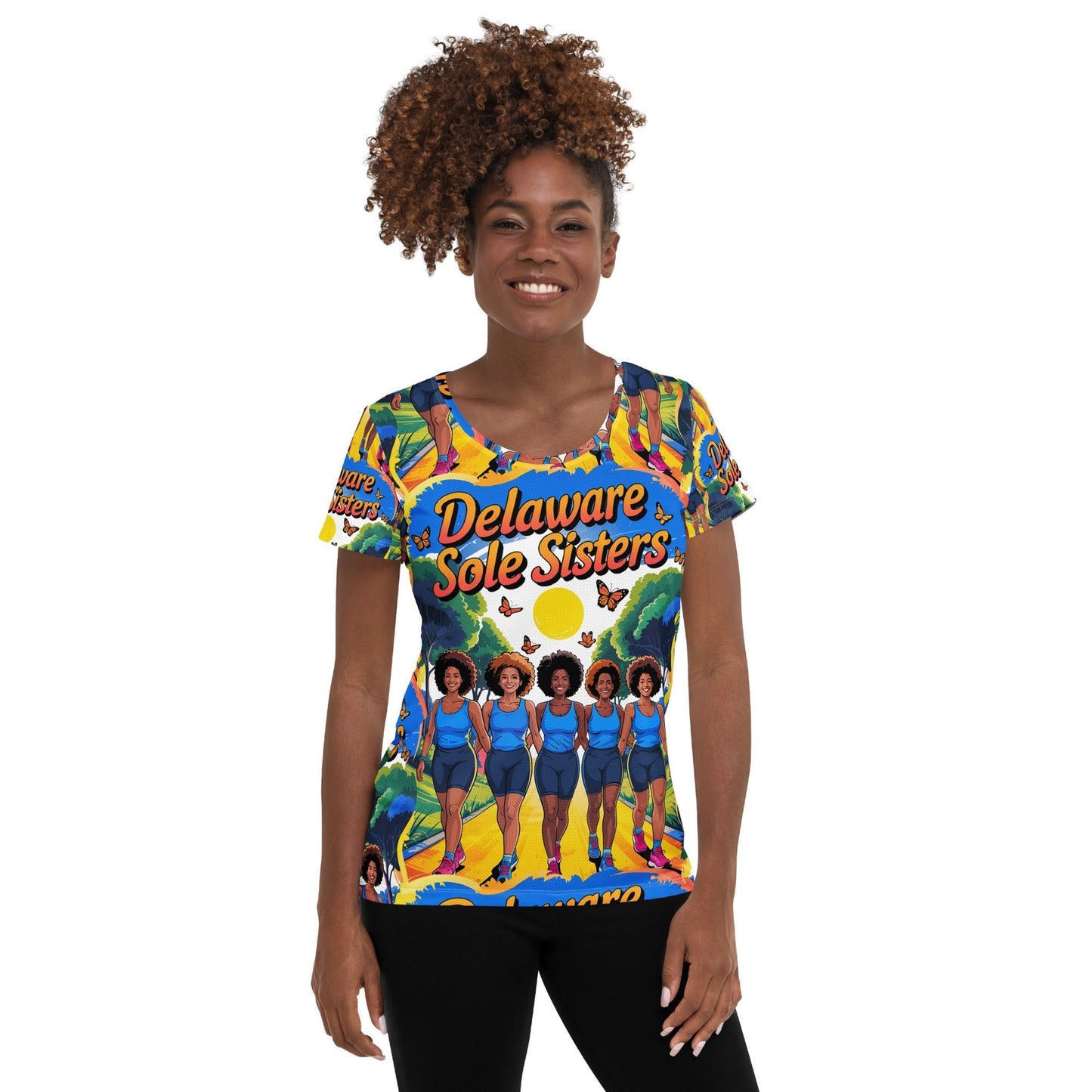 Women's Delaware Sole Sisters Trail Athletic T-shirt - Bold Black Apparel