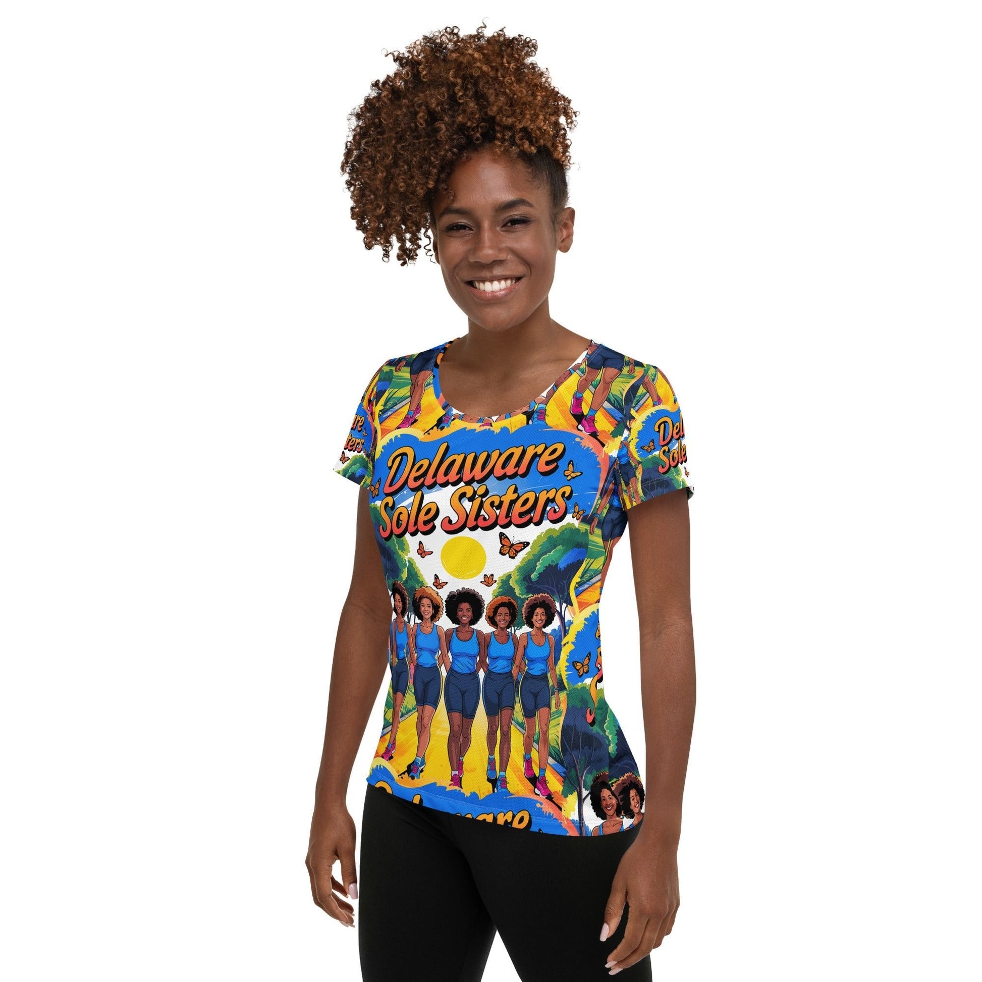 Women's Delaware Sole Sisters Trail Athletic T-shirt - Bold Black Apparel