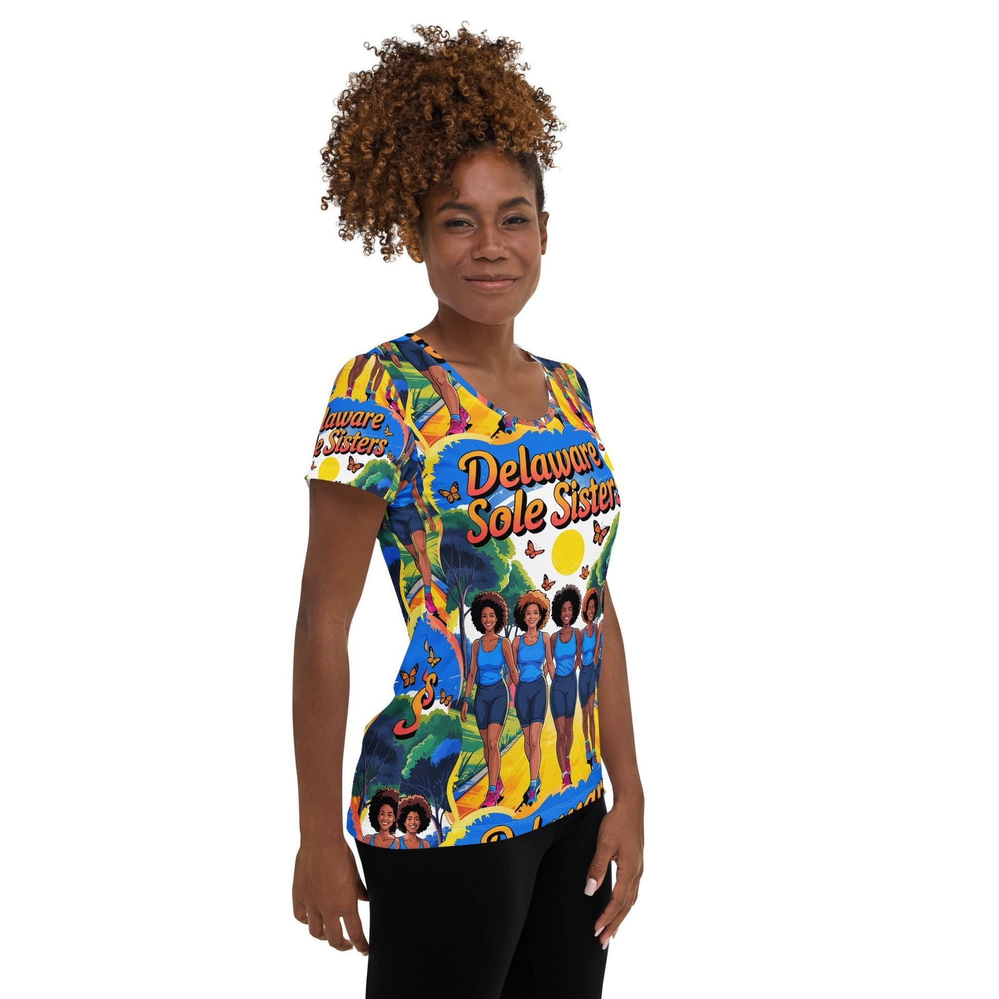 Women's Delaware Sole Sisters Trail Athletic T-shirt - Bold Black Apparel