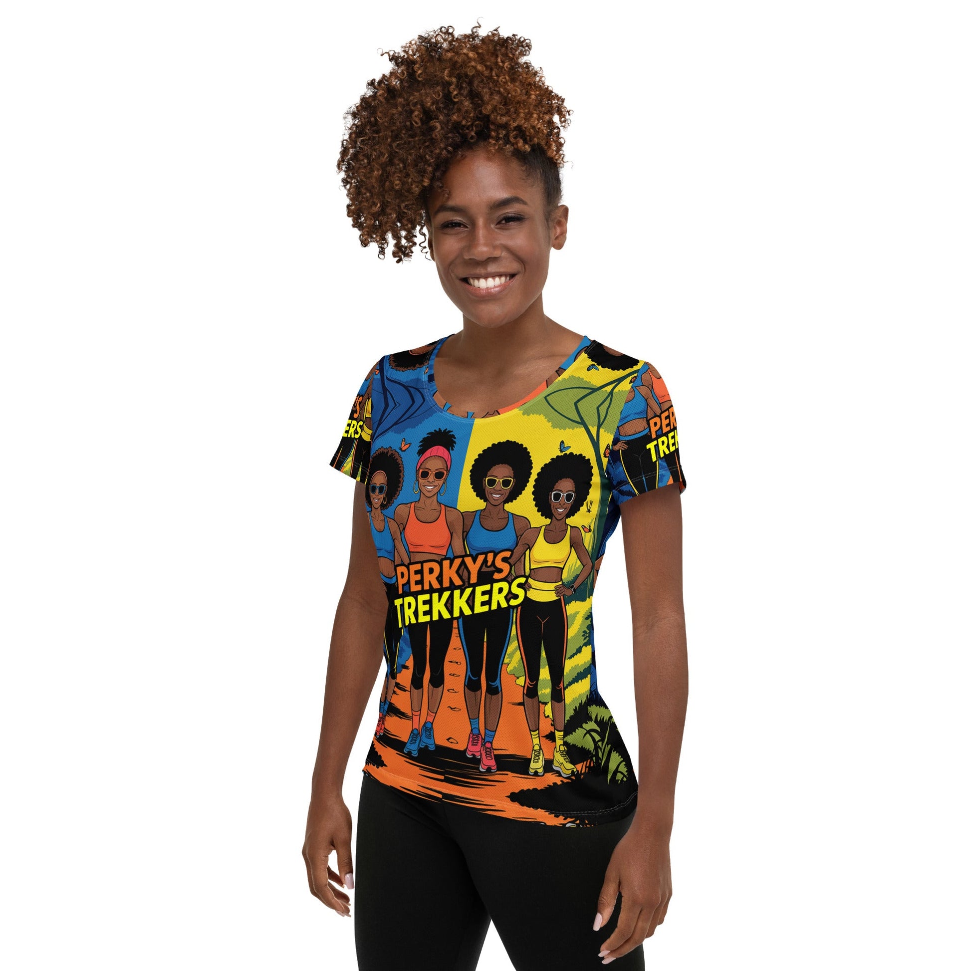 Women's Perky's Trekkers Athletic T-Shirt - Bold Black Apparel