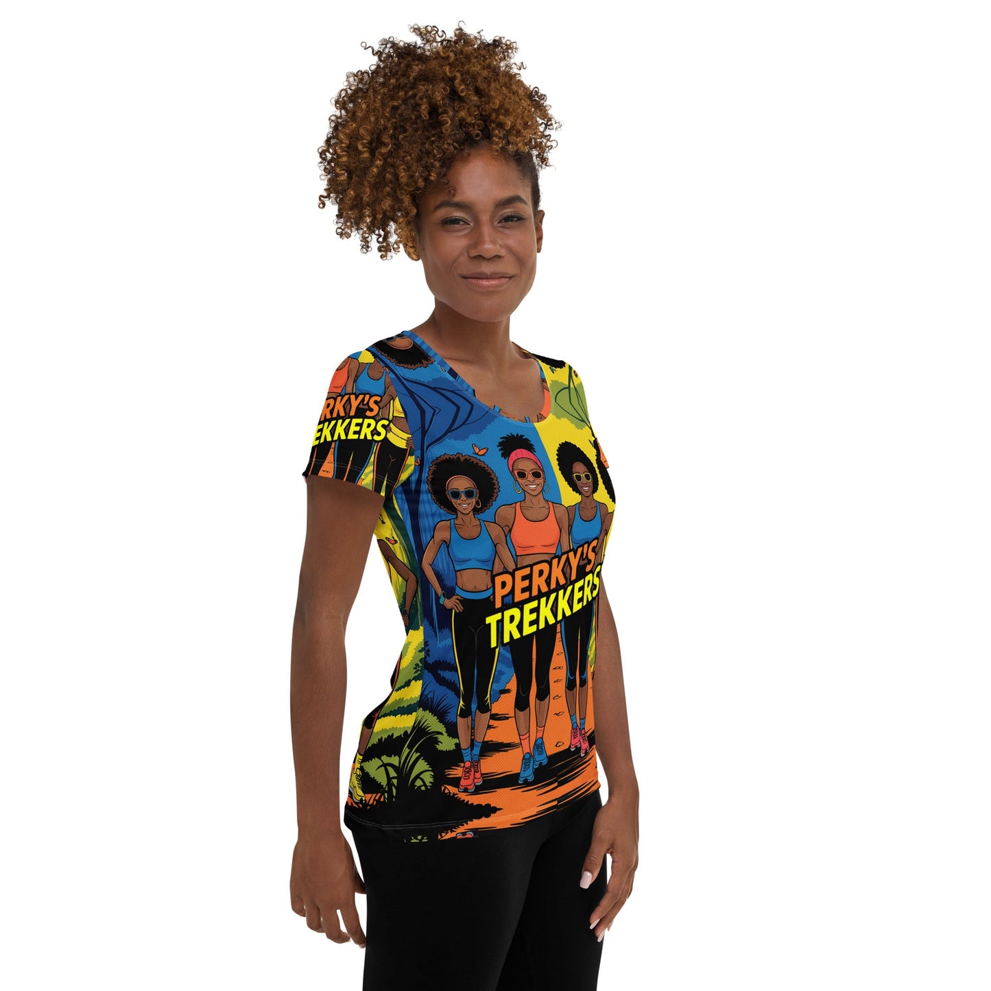Women's Perky's Trekkers Athletic T-Shirt - Bold Black Apparel