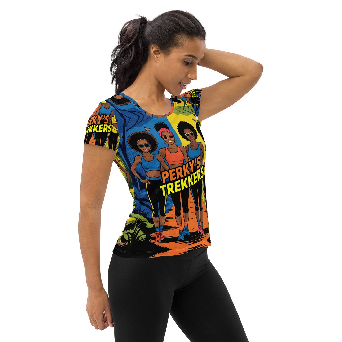 Women's Perky's Trekkers Athletic T-Shirt - Bold Black Apparel