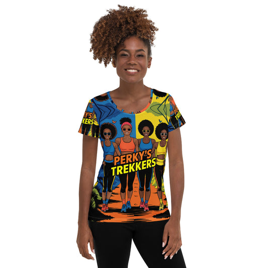 Women's Perky's Trekkers Athletic T-Shirt - Bold Black Apparel