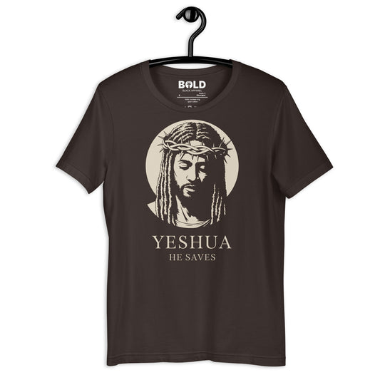 YESHUA He Saves T-Shirt - Bold Black Apparel