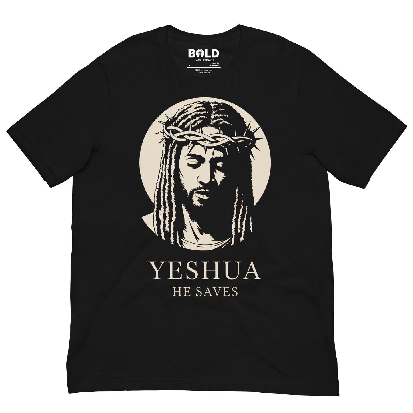 YESHUA He Saves T-Shirt - Bold Black Apparel