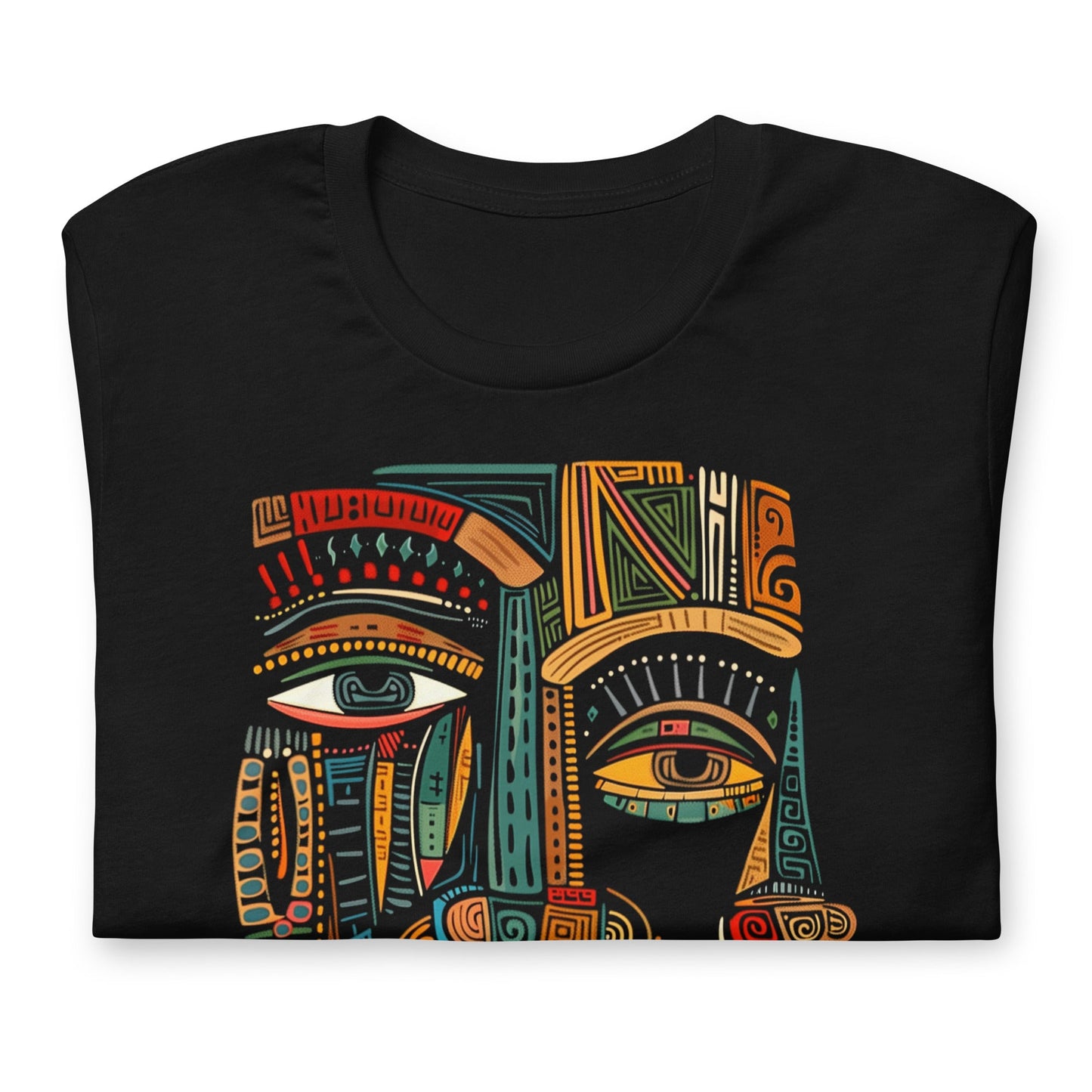 Abstract African Mask Cubism Art T-Shirt - Bold Black Apparel