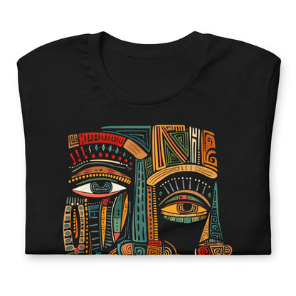 Abstract African Mask Cubism Art T-Shirt - Bold Black Apparel
