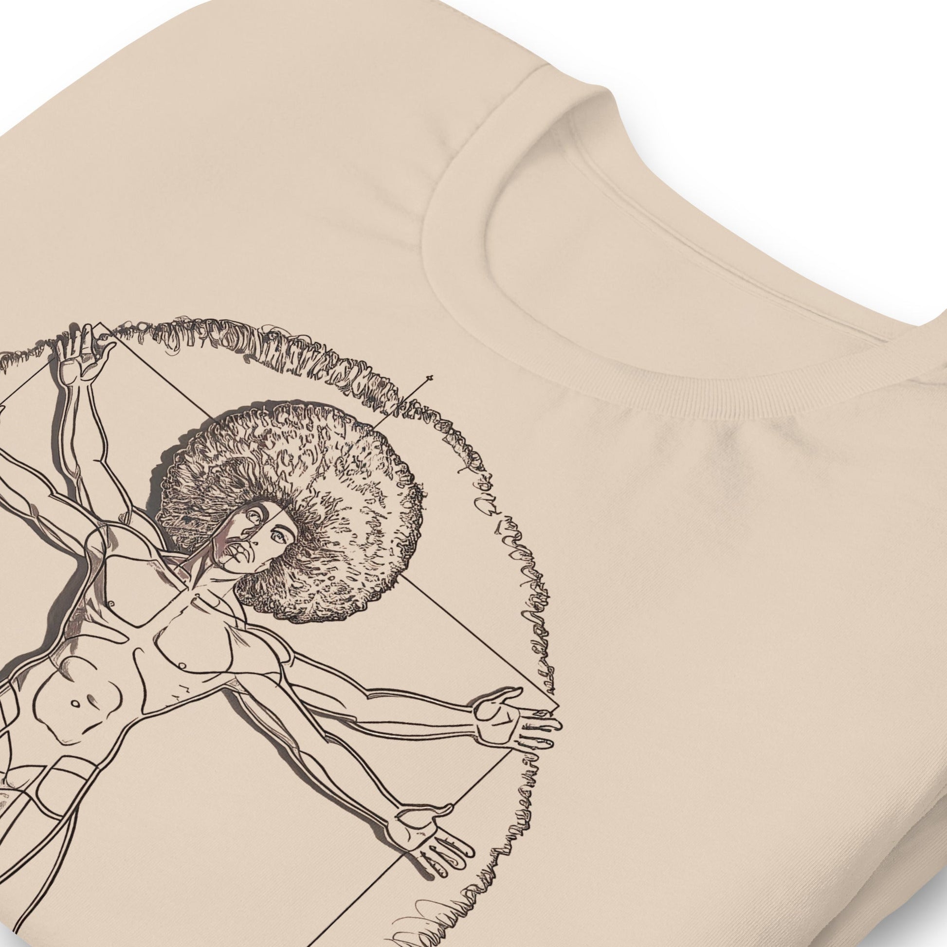 African Vitruvian Man Leonardo da Vinci T-Shirt - Bold Black Apparel