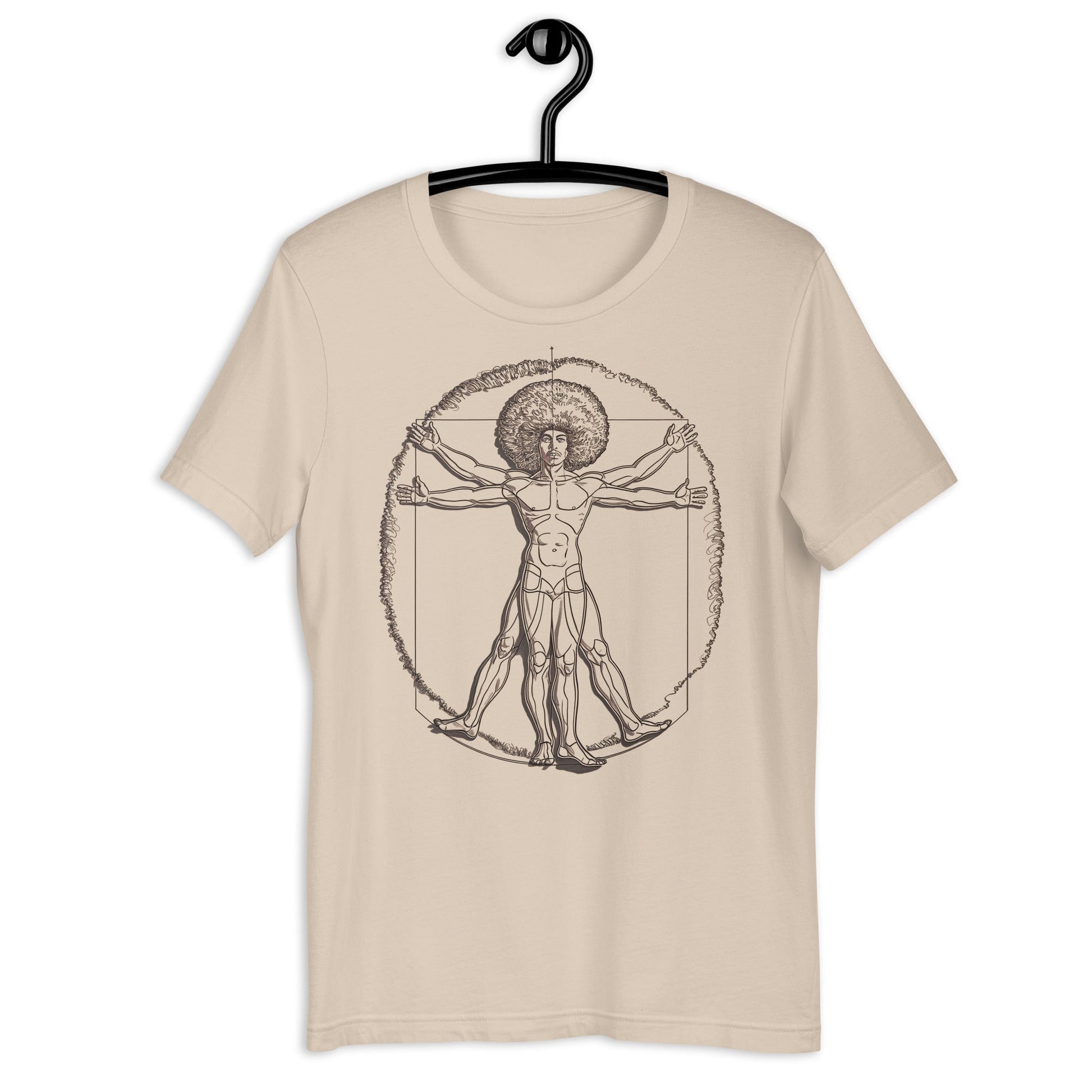 African Vitruvian Man Leonardo da Vinci T-Shirt - Bold Black Apparel