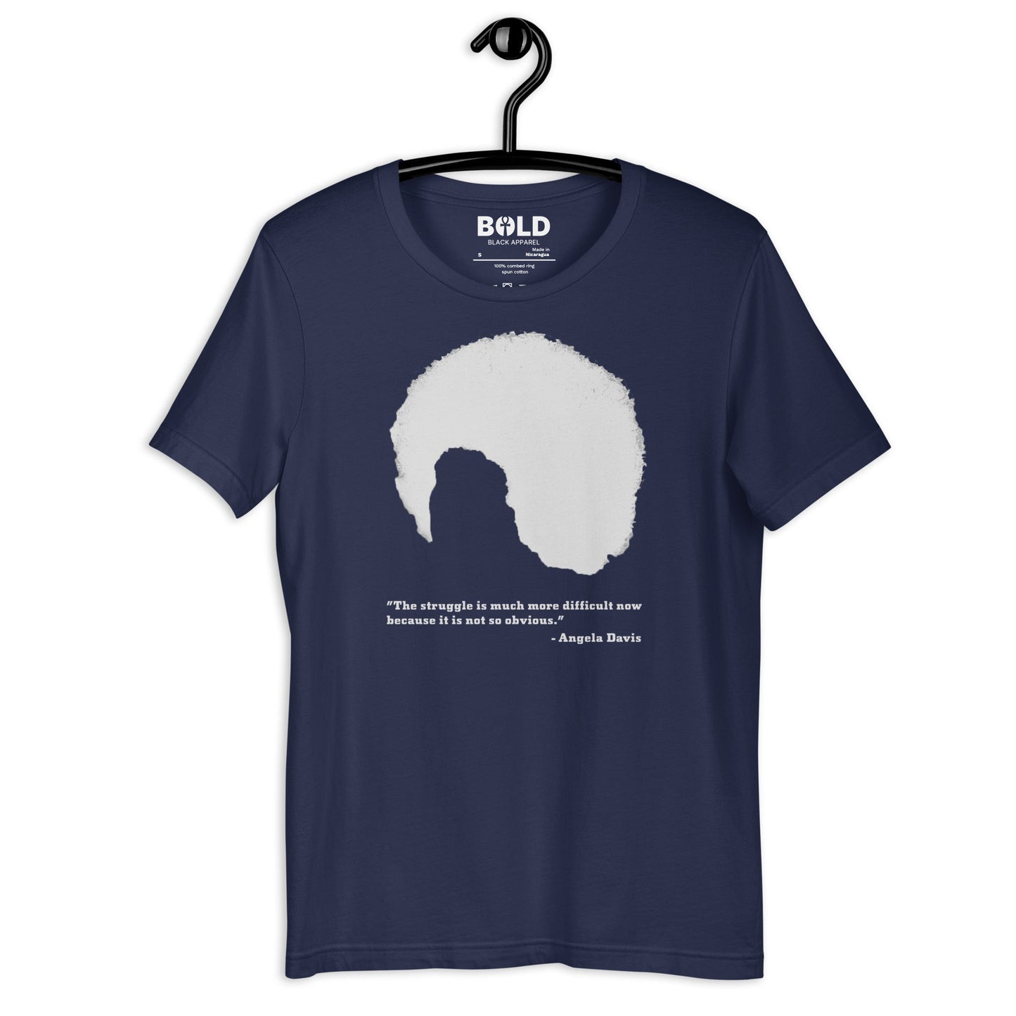 Angela Davis Afro & Quote Black T-Shirt - Bold Black Apparel