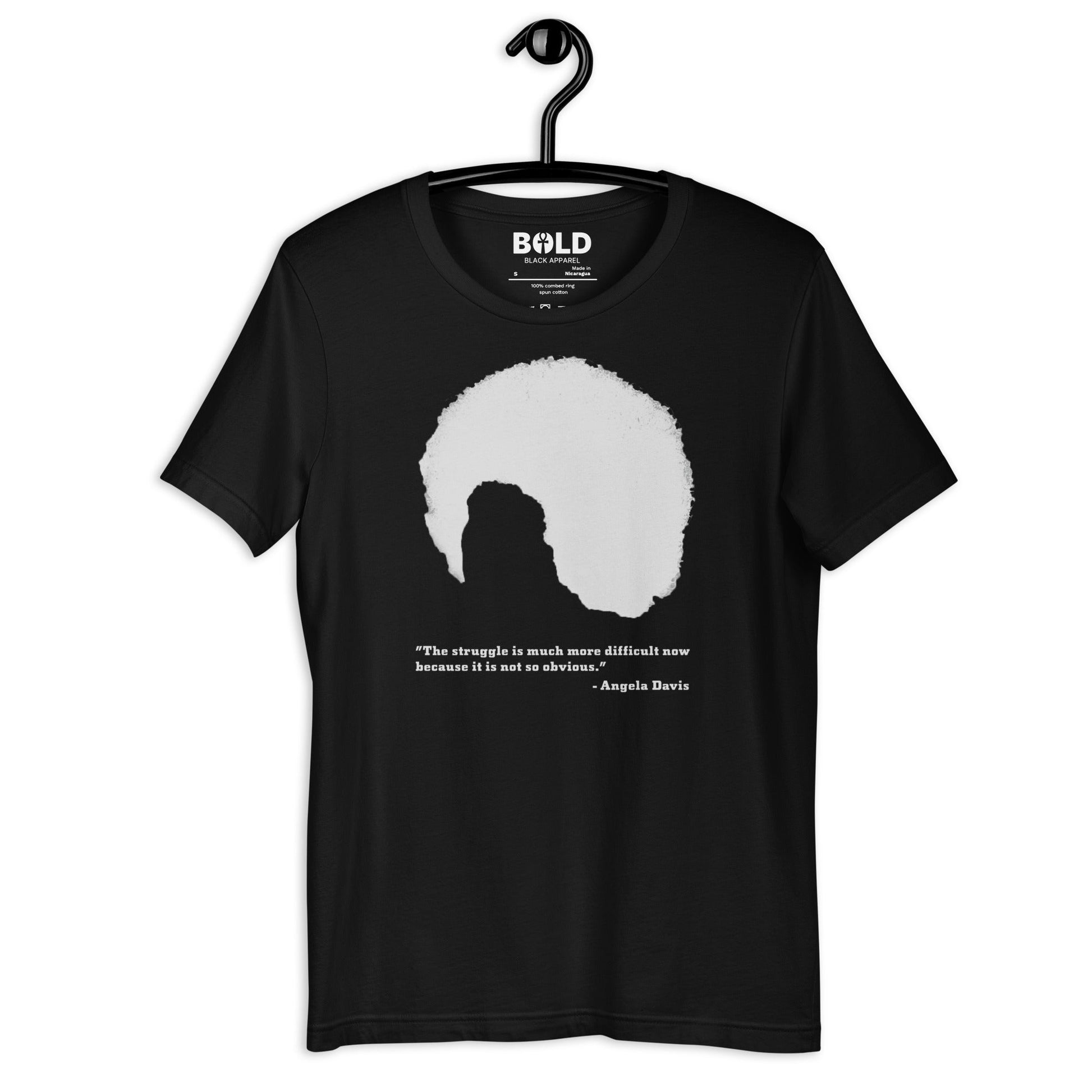 Angela Davis Afro & Quote Black T-Shirt - Bold Black Apparel
