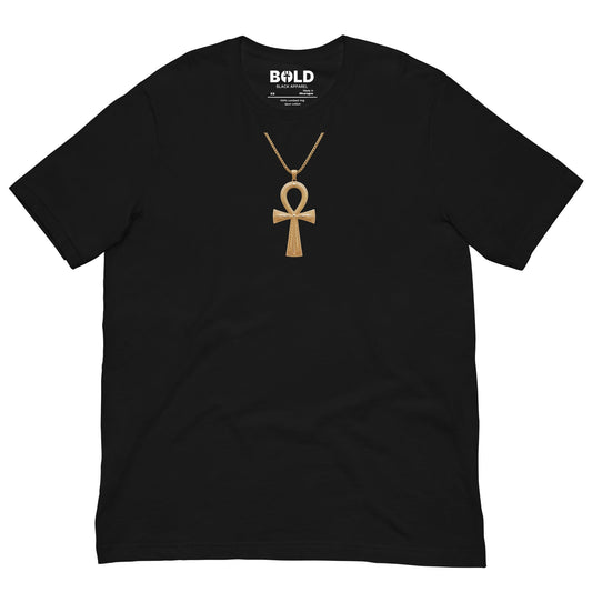 Ankh on Necklace T-Shirt - Bold Black Apparel