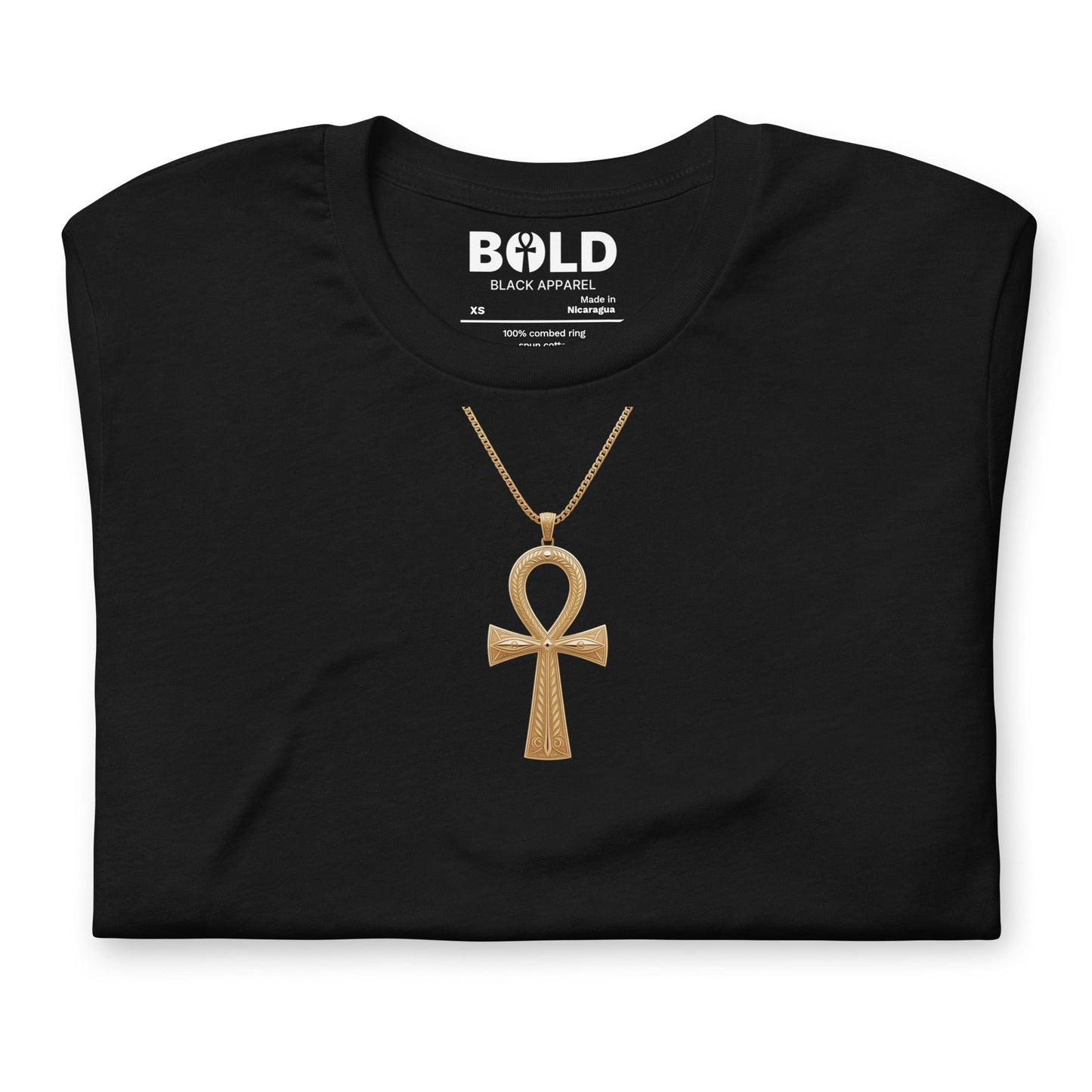 Ankh on Necklace T-Shirt - Bold Black Apparel